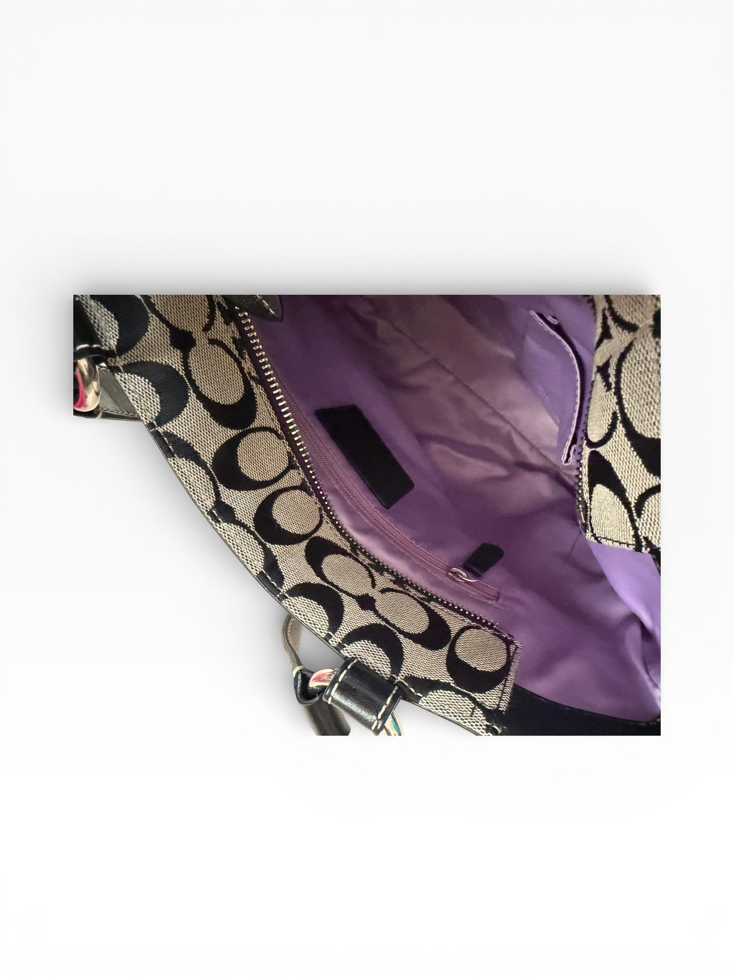 Coach Signature Canvas Tote Bag with Cherry Charm