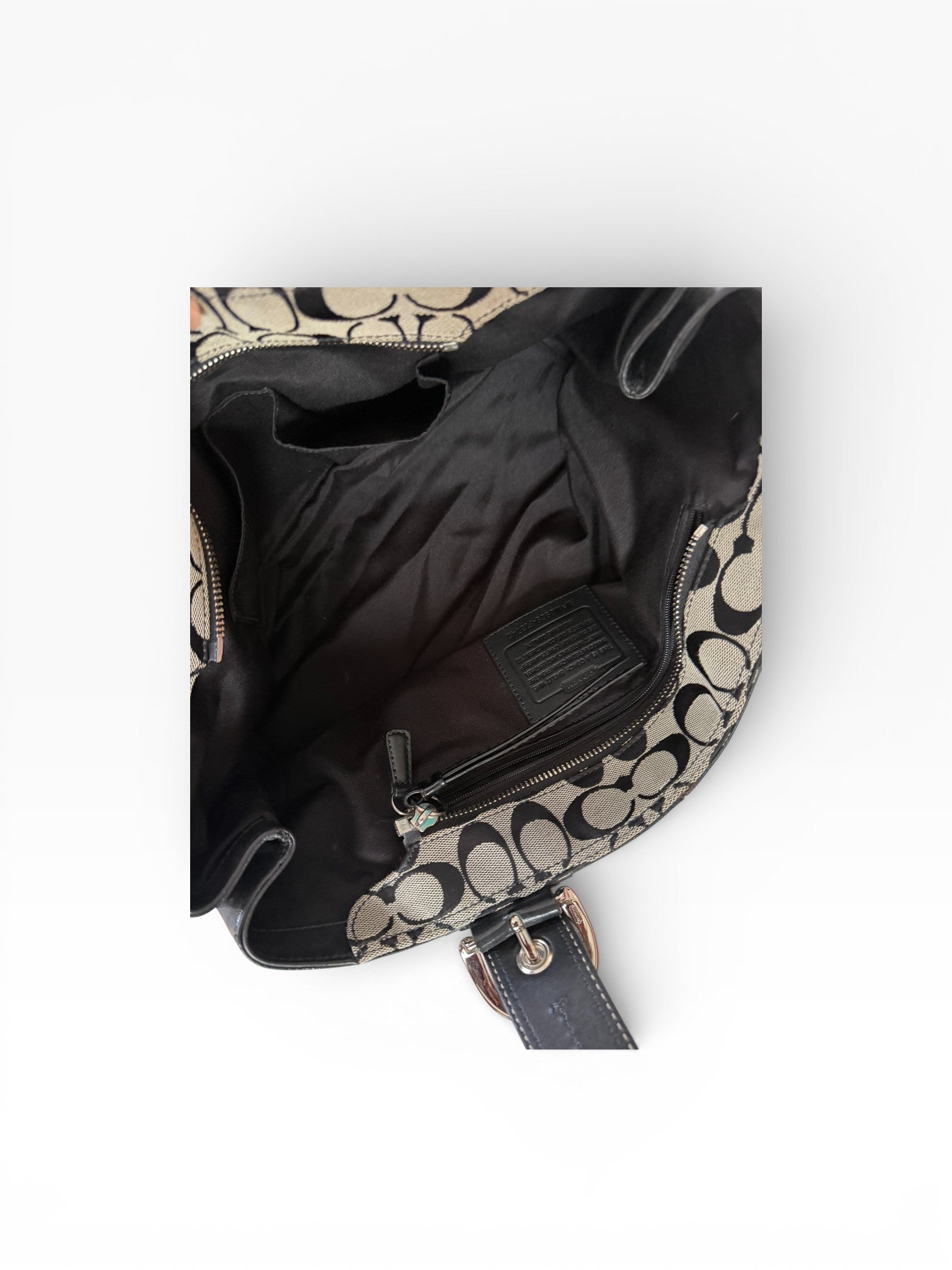 Coach Signature Canvas Shoulder Bag with Buckle Details