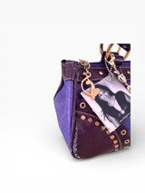 Baby Phat Purple Ostrich Python Studded Satchel NWT