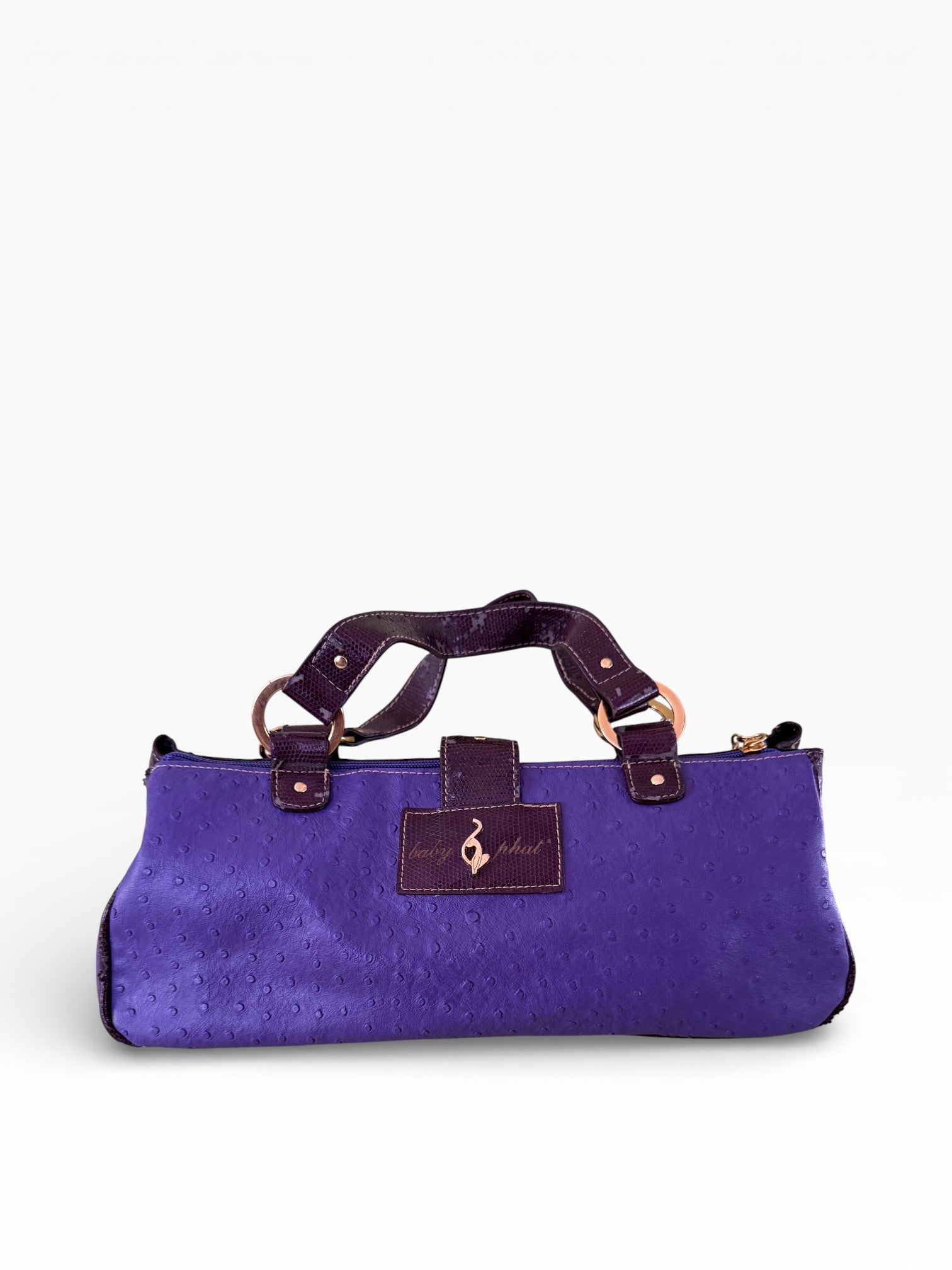 Baby Phat Purple Ostrich Python Studded Satchel NWT