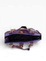 Baby Phat Purple Ostrich Python Studded Satchel NWT