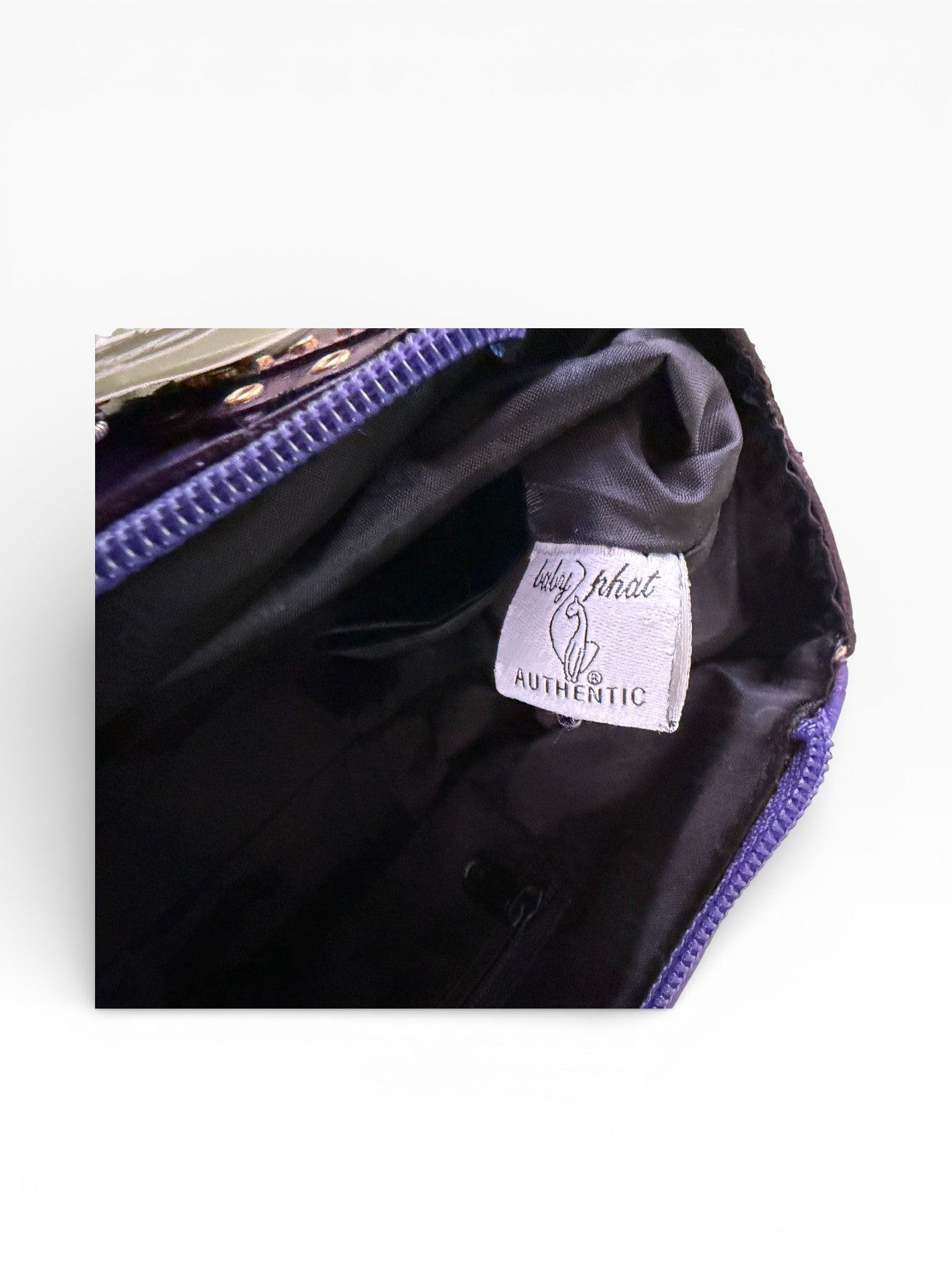 Baby Phat Purple Ostrich Python Studded Satchel NWT