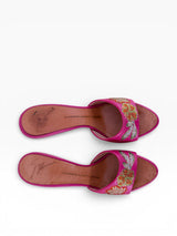 Giuseppe Zanotti Design Hot Pink Crystal Floral Embellished Mule Stiletto Heels