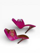 Giuseppe Zanotti Design Hot Pink Crystal Floral Embellished Mule Stiletto Heels
