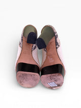 Roberto Cavalli Woven Crochet Snakeskin Platform Slingback Peep-Toe Heels