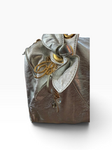 Blumarine Silver Metallic Leather Bowler Bag