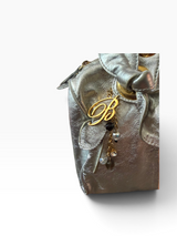Blumarine Silver Metallic Leather Bowler Bag