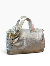Blumarine Silver Metallic Leather Bowler Bag