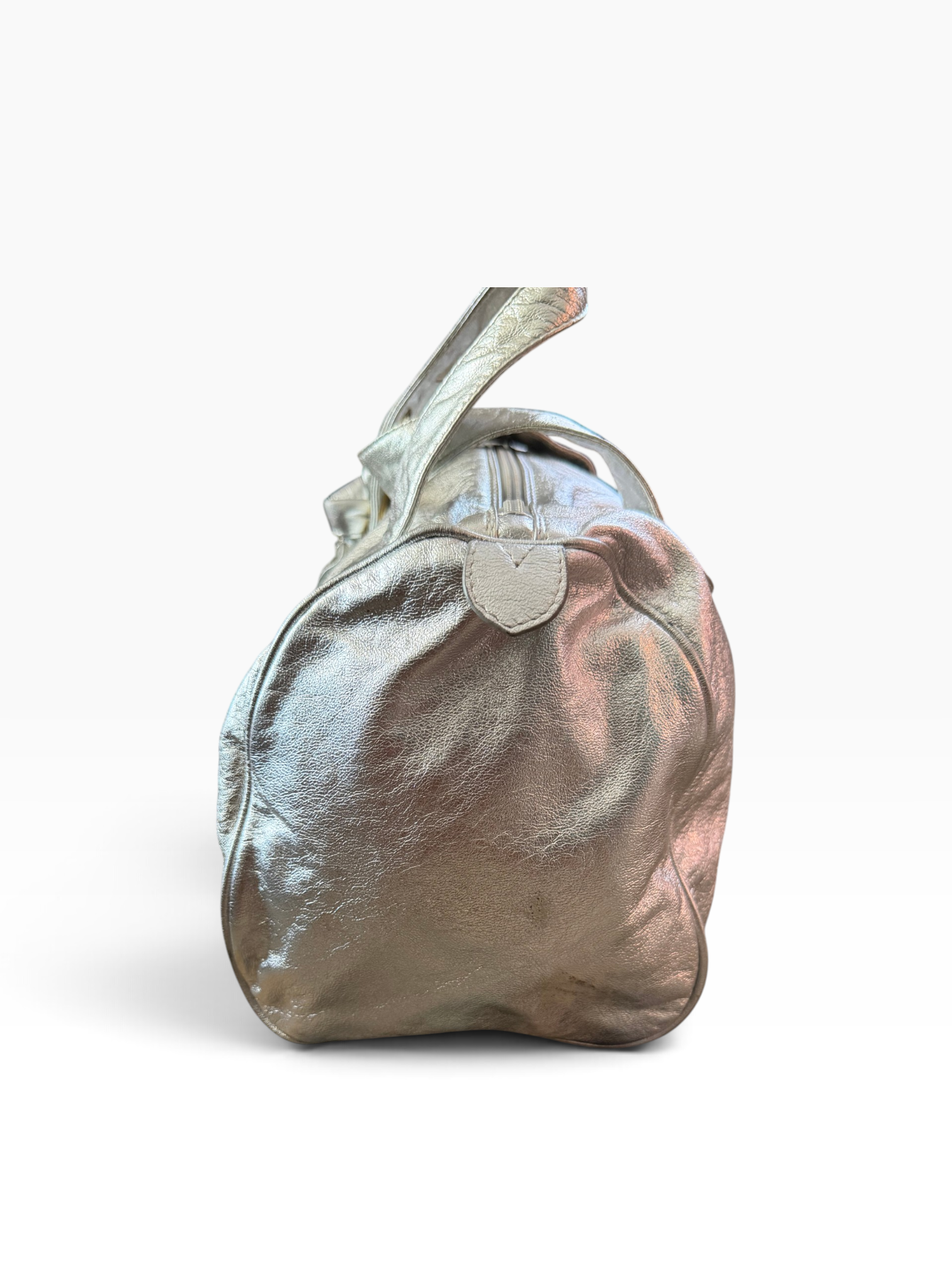 Blumarine Silver Metallic Leather Bowler Bag