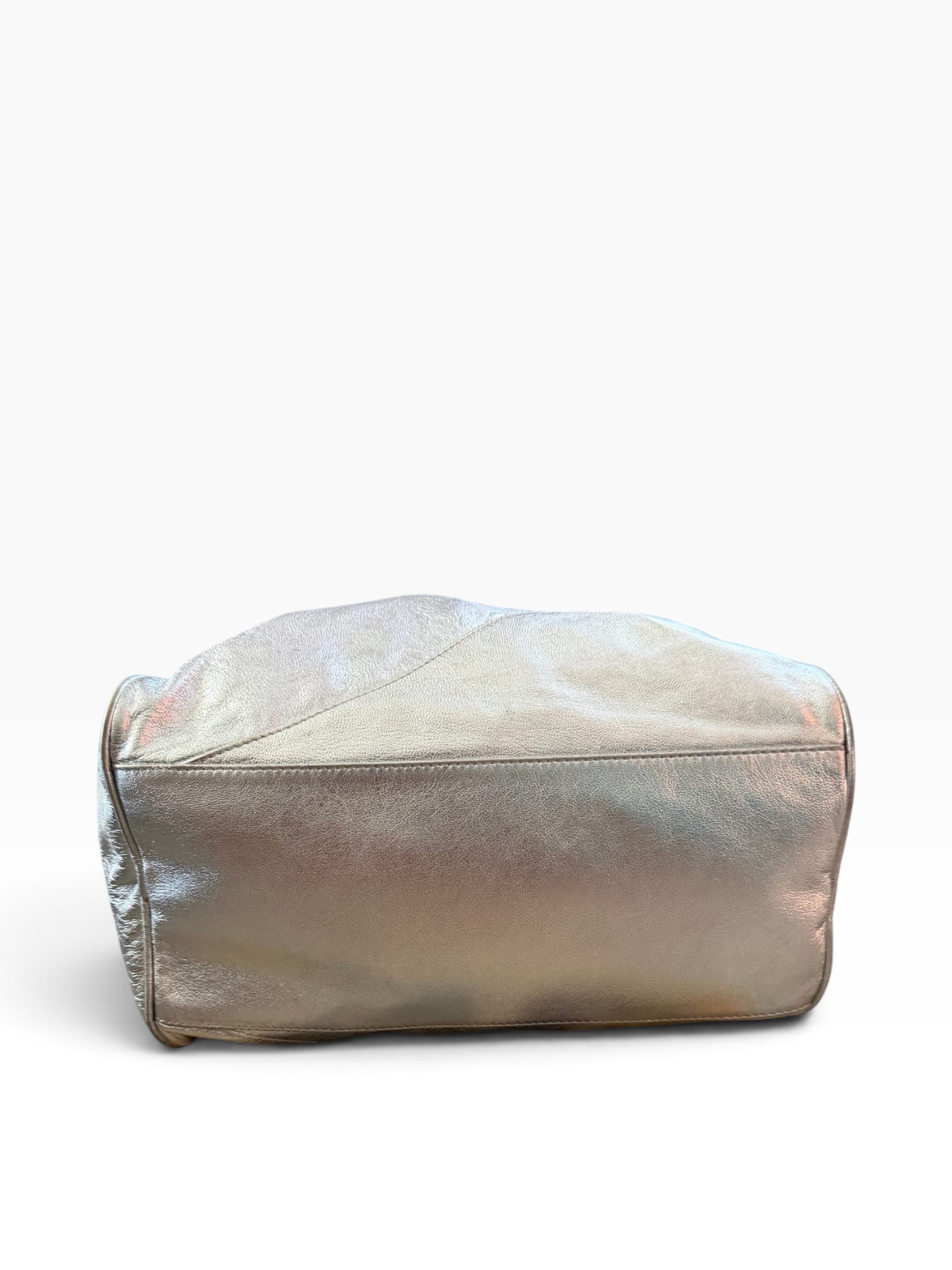 Blumarine Silver Metallic Leather Bowler Bag