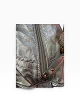 Blumarine Silver Metallic Leather Bowler Bag