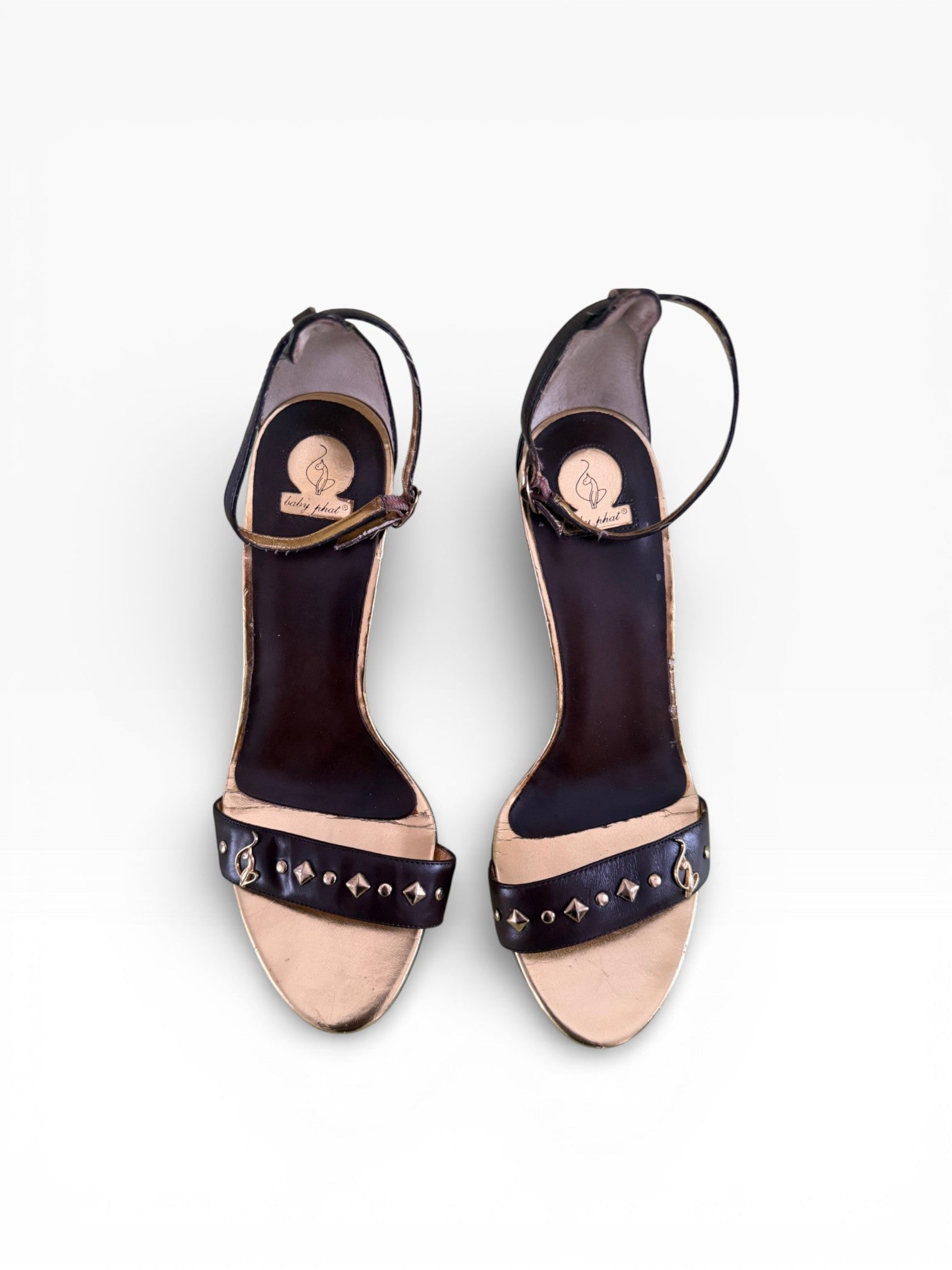 Baby Phat Studded Cat Logo Wedge Sandals