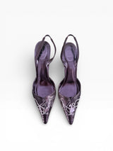 Baby Phat Crystal Cat Engraved Heel Slingbacks