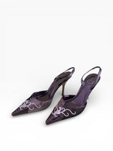 Baby Phat Crystal Cat Engraved Heel Slingbacks