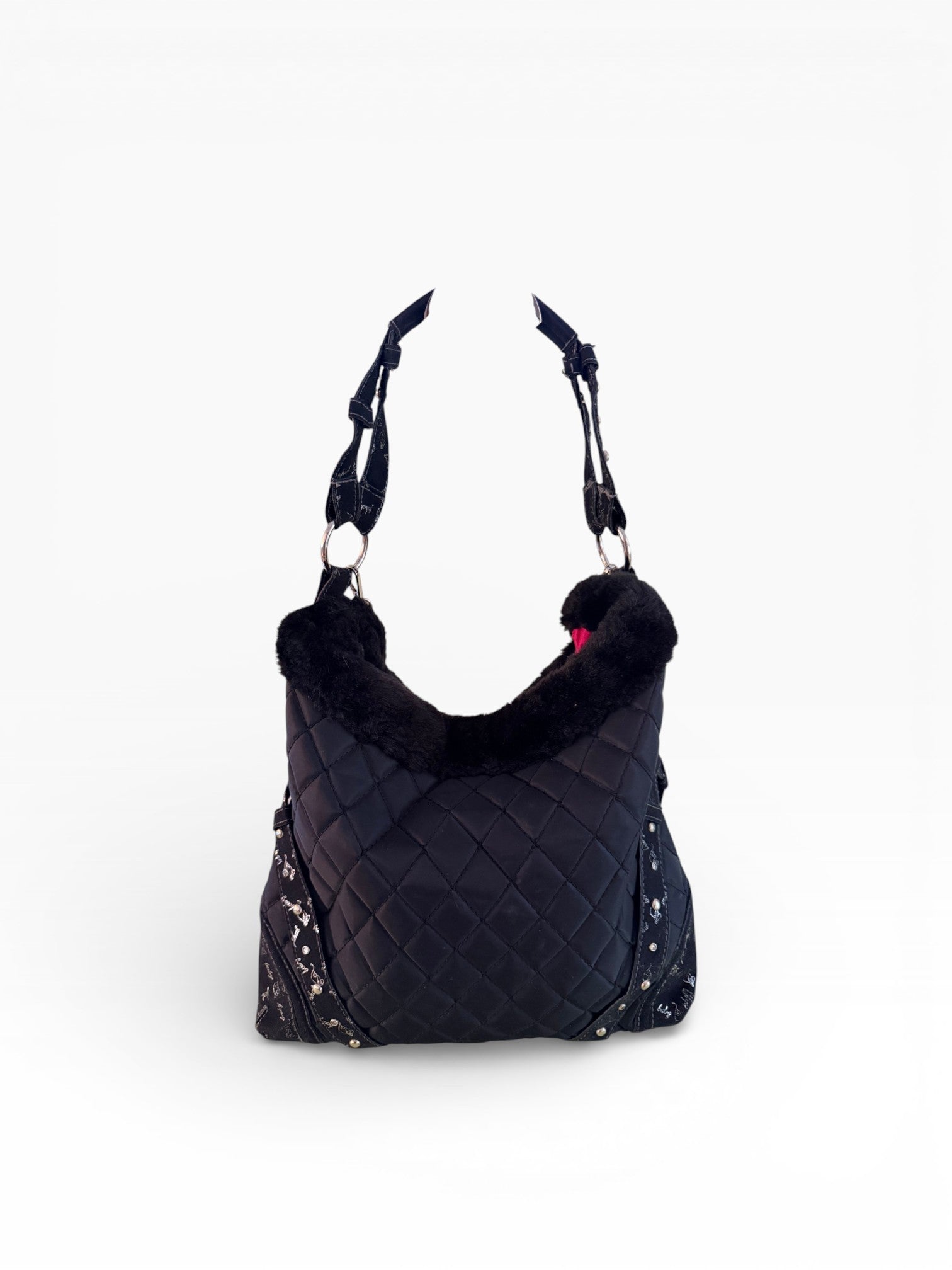 Baby Phat Quilted Chain Faux Fur Hobo
