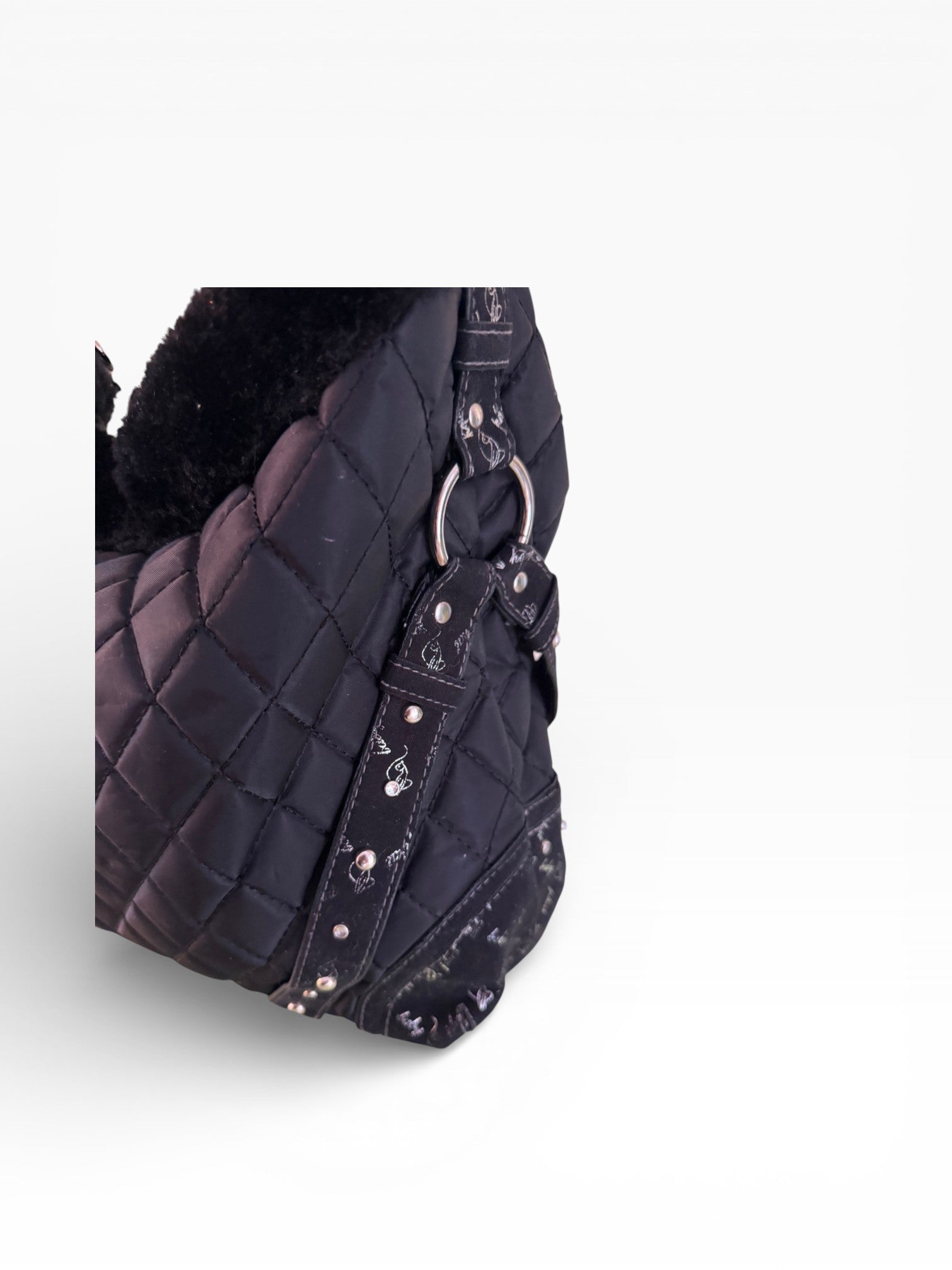 Baby Phat Quilted Chain Faux Fur Hobo