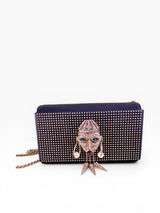 Roberto Cavalli Crystal Tribal Mask Studded Chain Bag