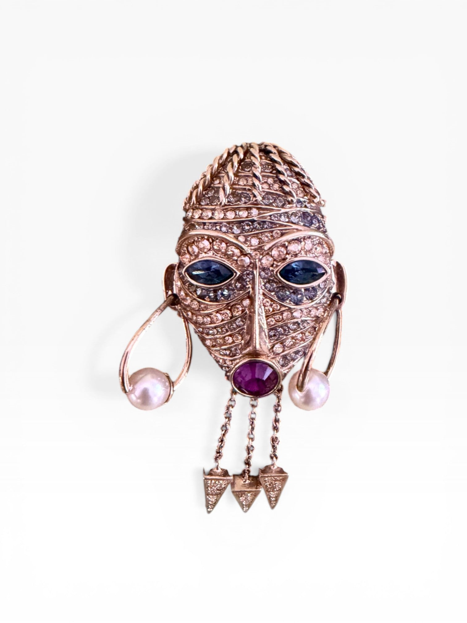 Roberto Cavalli Crystal Tribal Mask Studded Chain Bag
