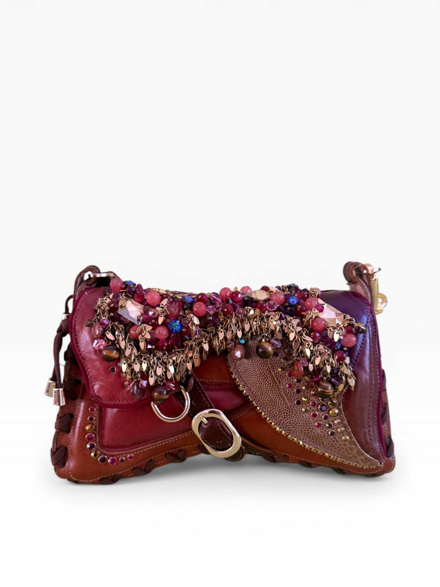 Bracher Emden London Jeweled Fringe Butterfly Shoulder Bag