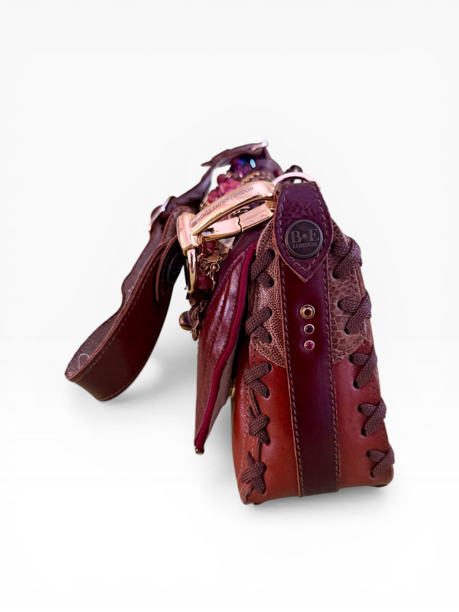 Bracher Emden London Jeweled Fringe Butterfly Shoulder Bag