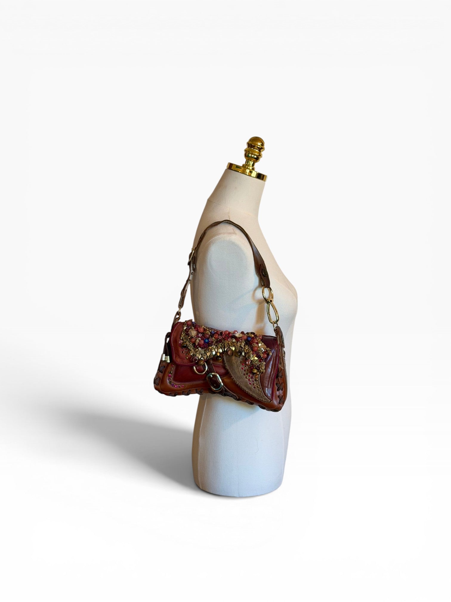 Bracher Emden London Jeweled Fringe Butterfly Shoulder Bag