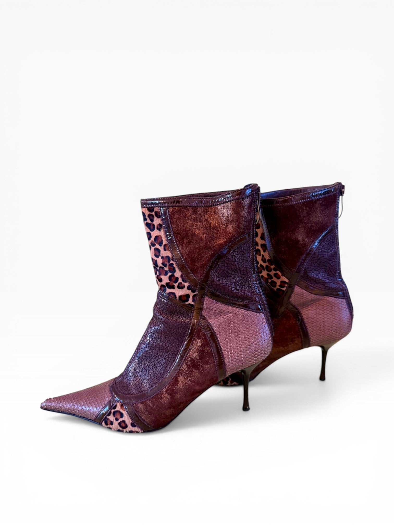 El Dantés Patchwork Leopard Stiletto Boots