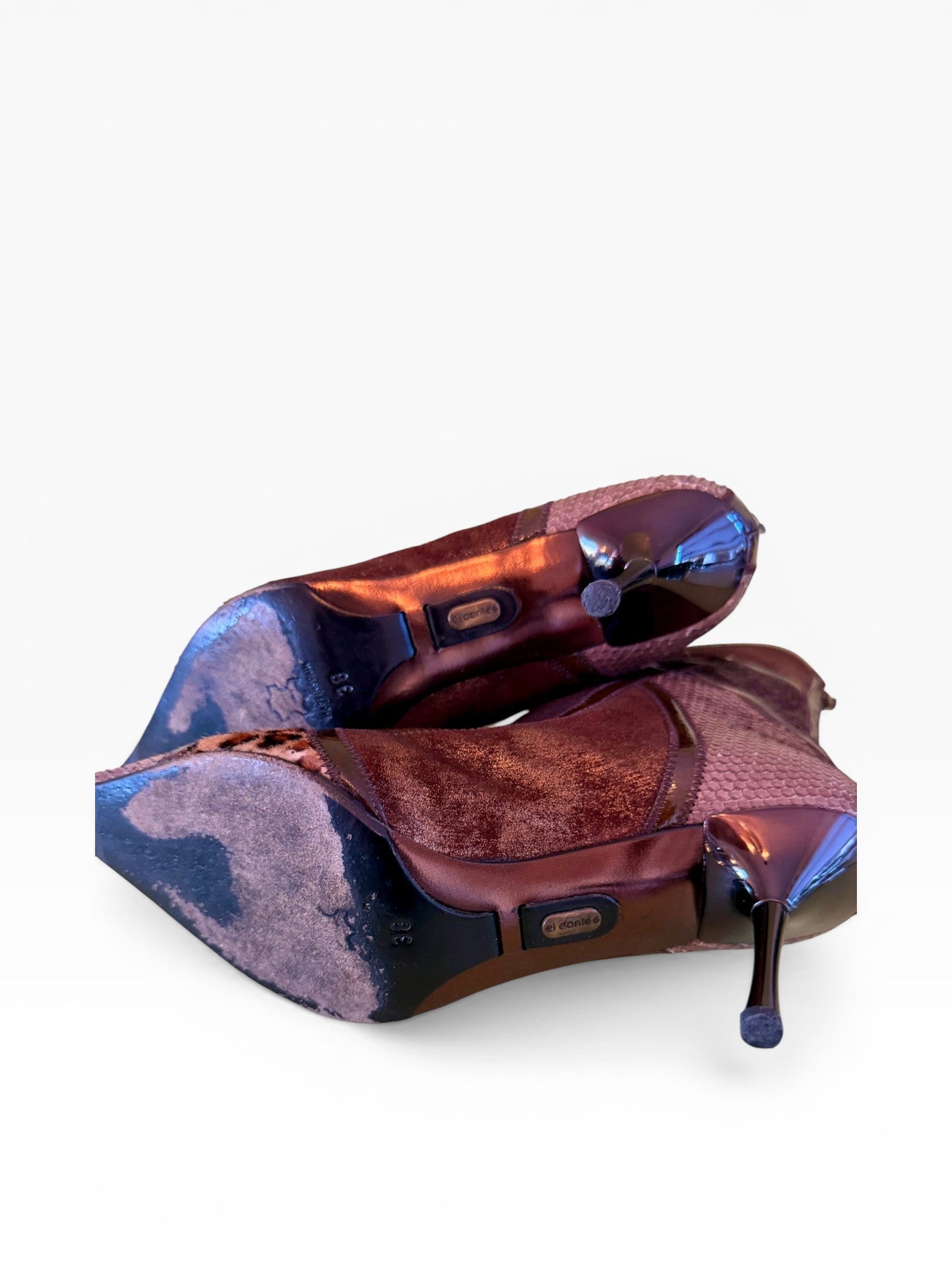 El Dantés Patchwork Leopard Stiletto Boots