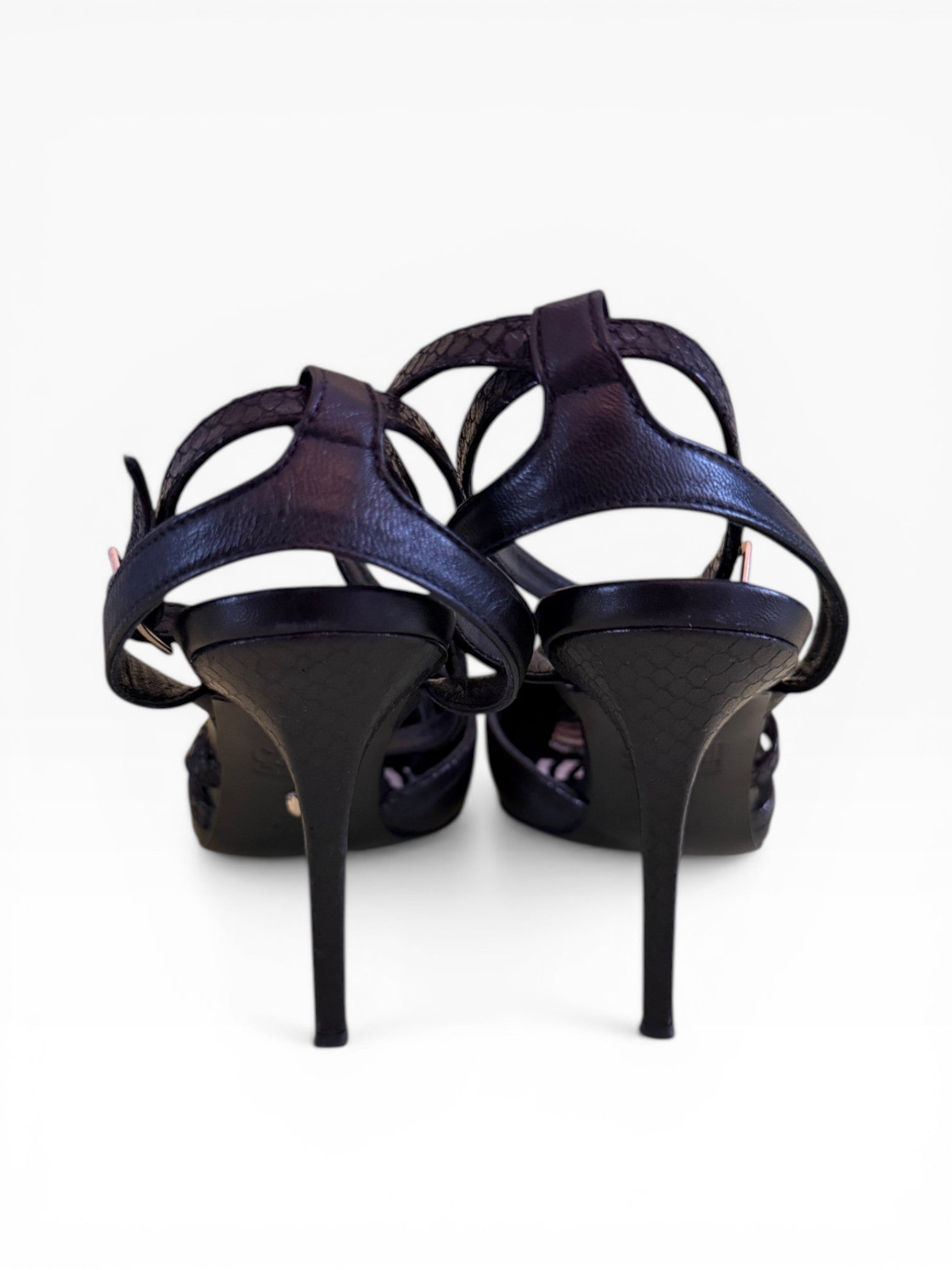 Cavalli Class by Roberto Cavalli Black Leather Buckle Stiletto Heels