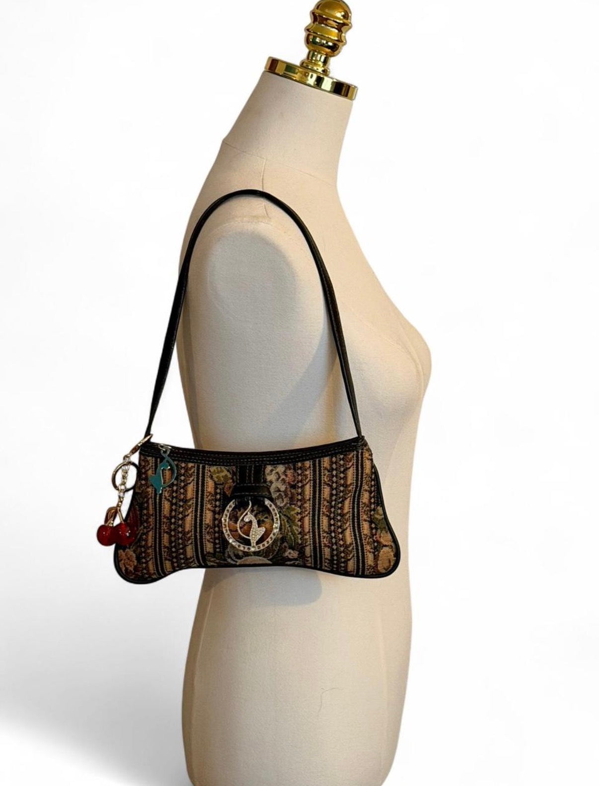 Baby Phat Tapestry Brocade Crystal Cat Mini Shoulder Bag
