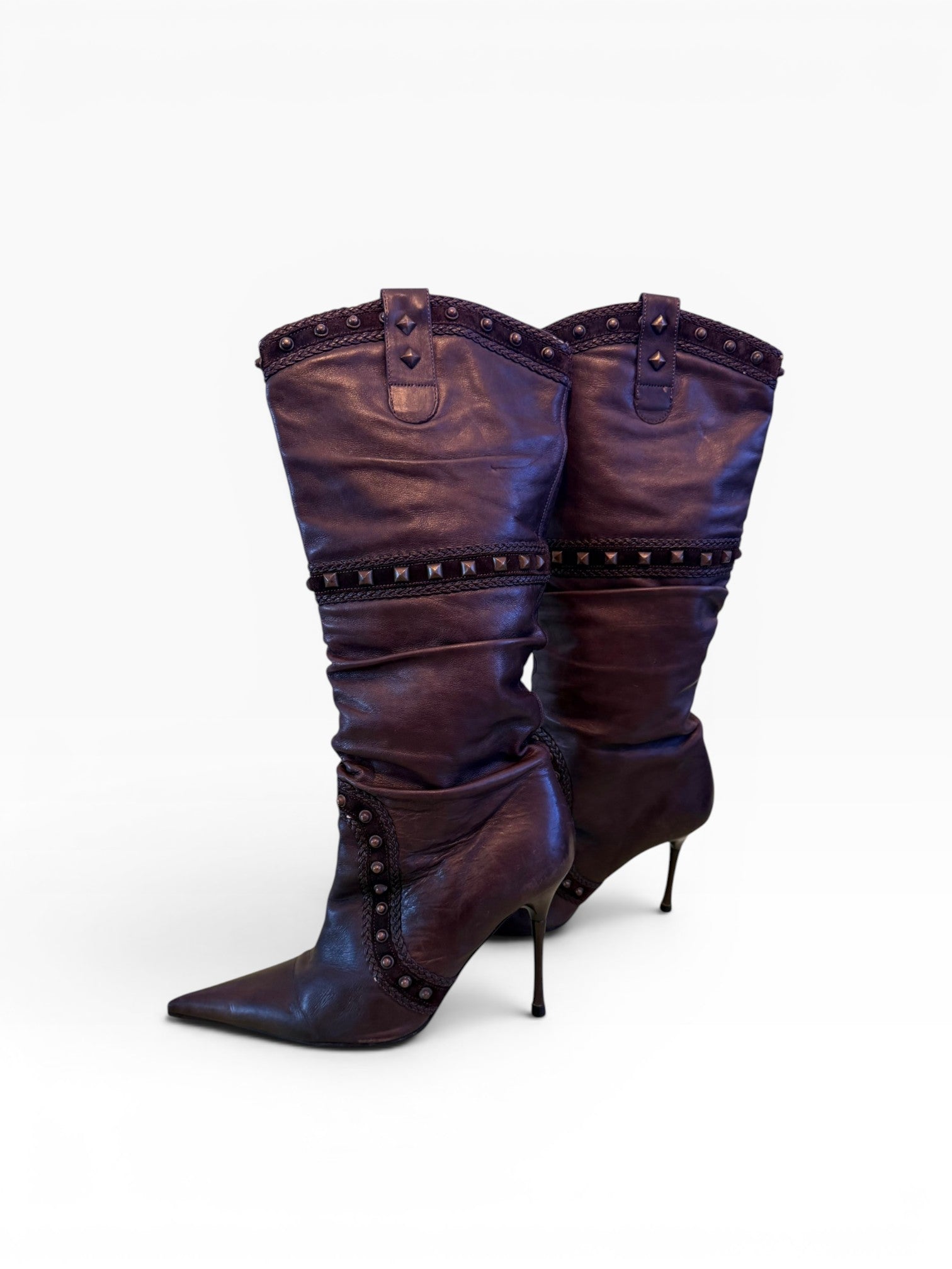 El Dantes Diseño Marco Brown Stiletto Knee Boot