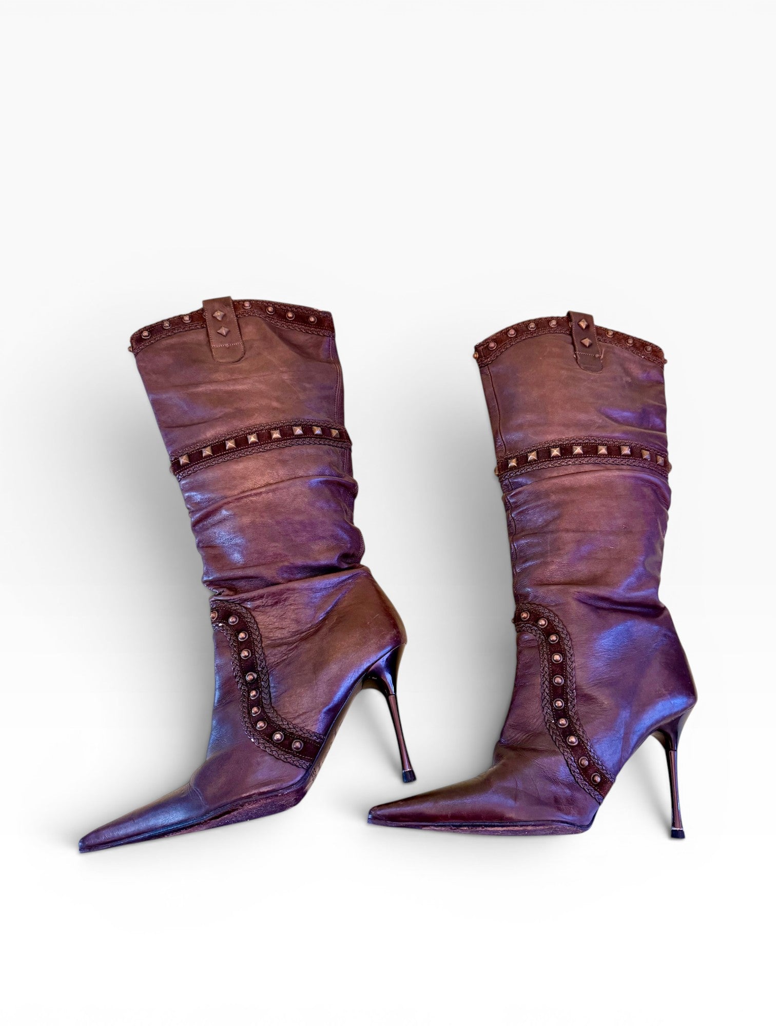 El Dantes Diseño Marco Brown Stiletto Knee Boot