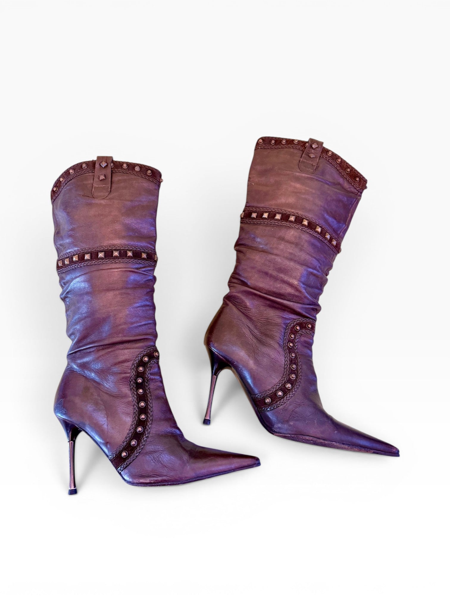 El Dantes Diseño Marco Brown Stiletto Knee Boot