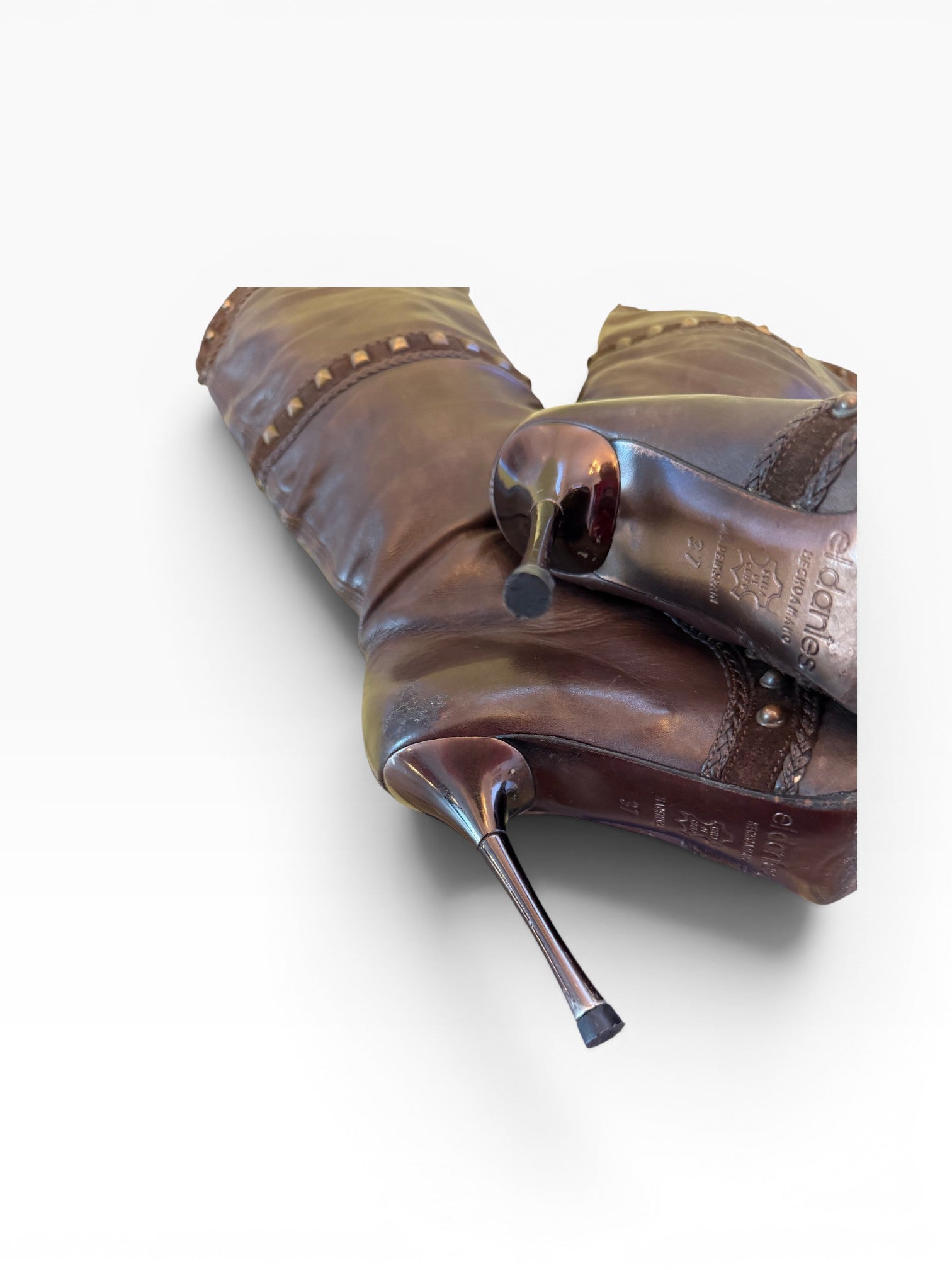 El Dantes Diseño Marco Brown Stiletto Knee Boot