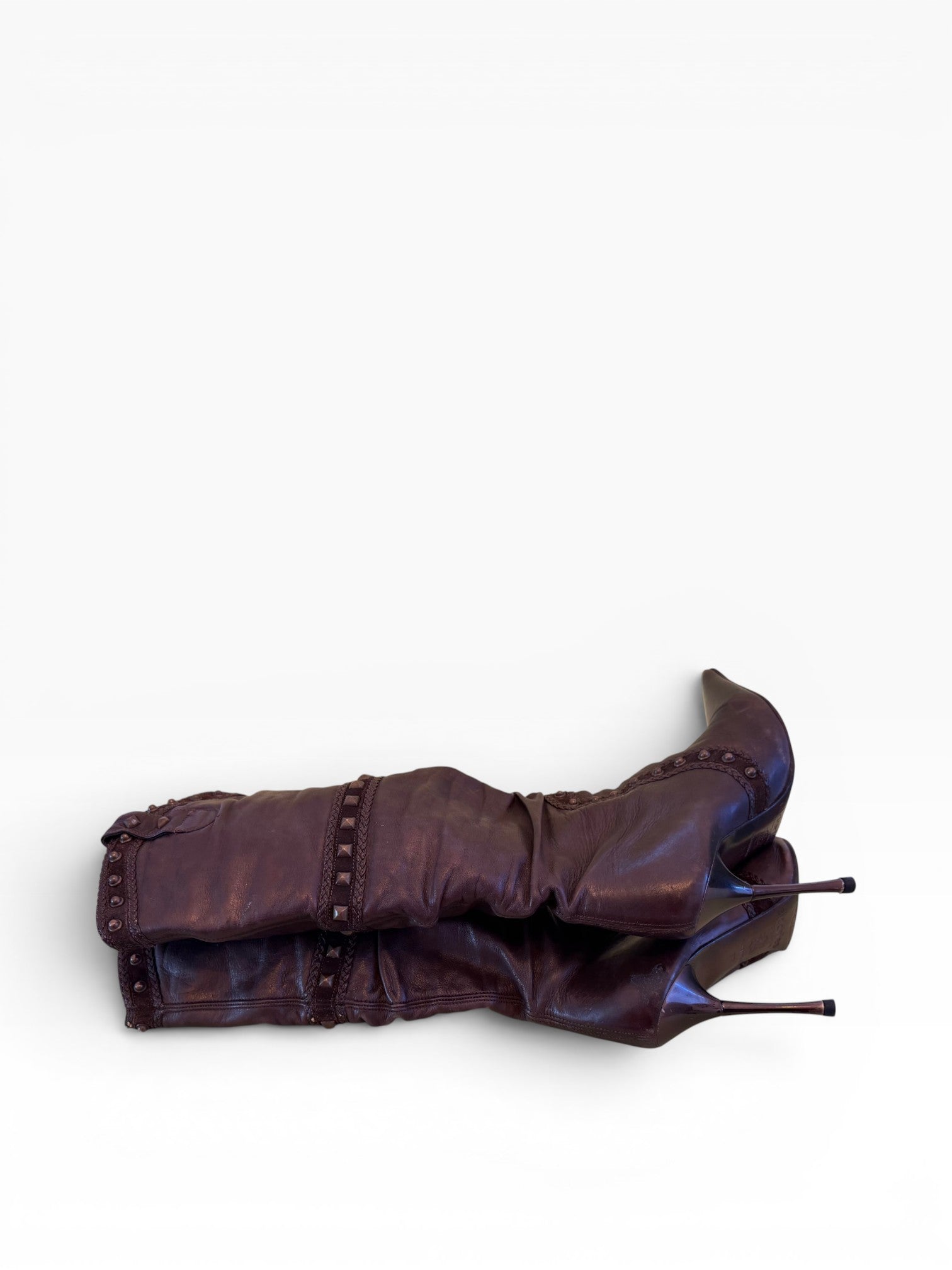 El Dantes Diseño Marco Brown Stiletto Knee Boot