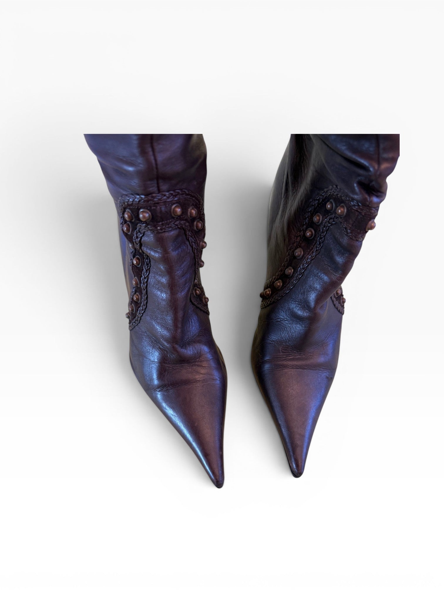 El Dantes Diseño Marco Brown Stiletto Knee Boot