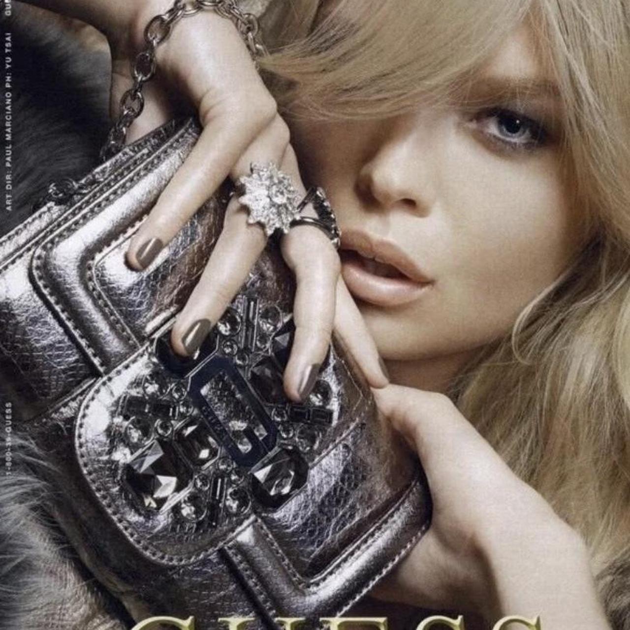 Guess Crystal G-Logo Chain Bag | Pewter Metallic