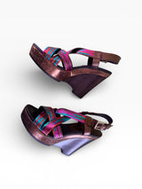 Donald J Pliner Metallic Rainbow Cork Platform Wedge Sandals