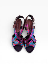 Donald J Pliner Metallic Rainbow Cork Platform Wedge Sandals