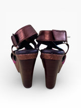 Donald J Pliner Metallic Rainbow Cork Platform Wedge Sandals