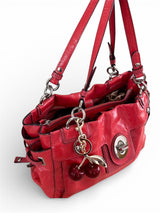 Coach Francine Patent Leather Satchel in Cherry Red