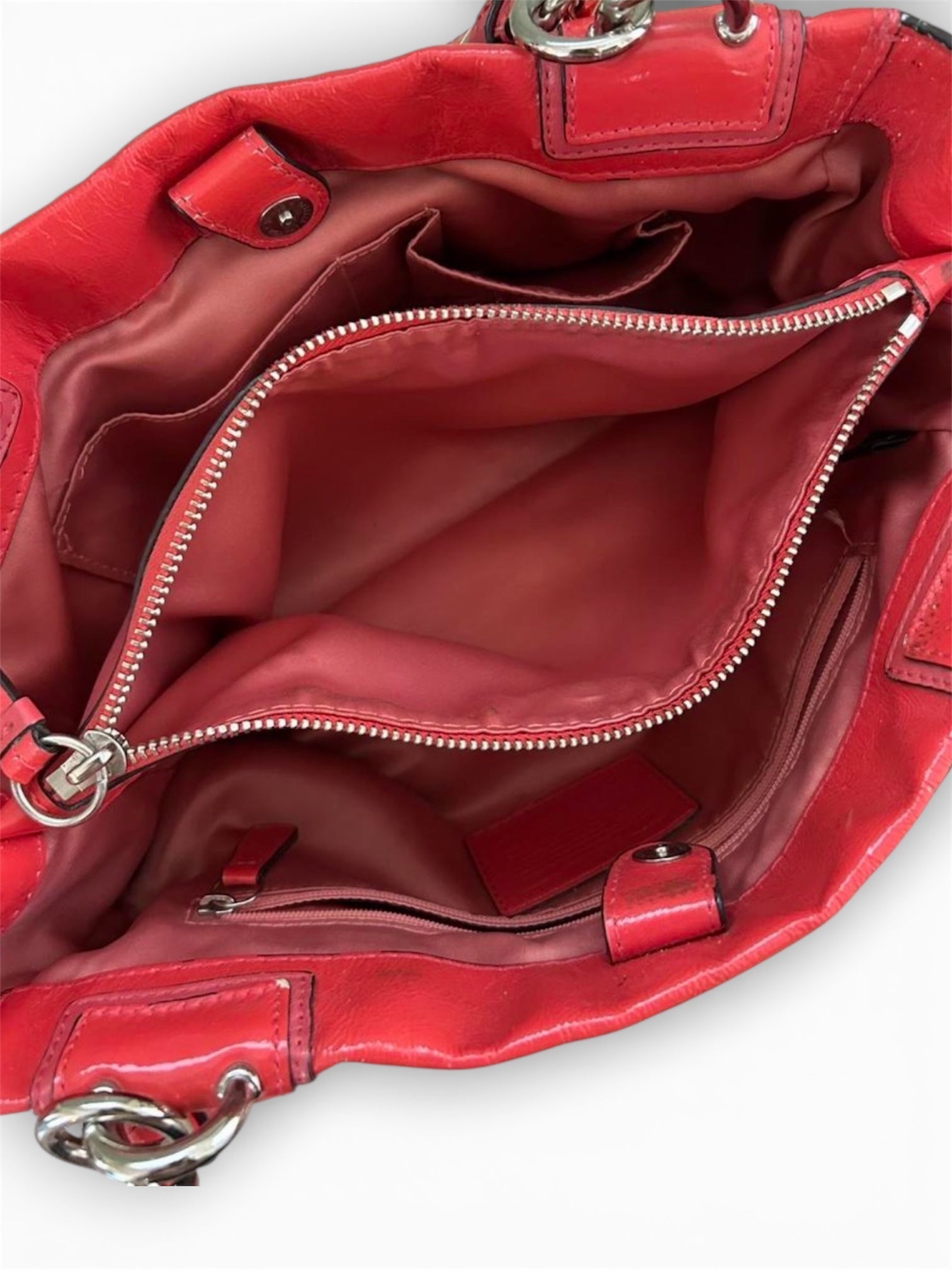 Coach Francine Patent Leather Satchel in Cherry Red