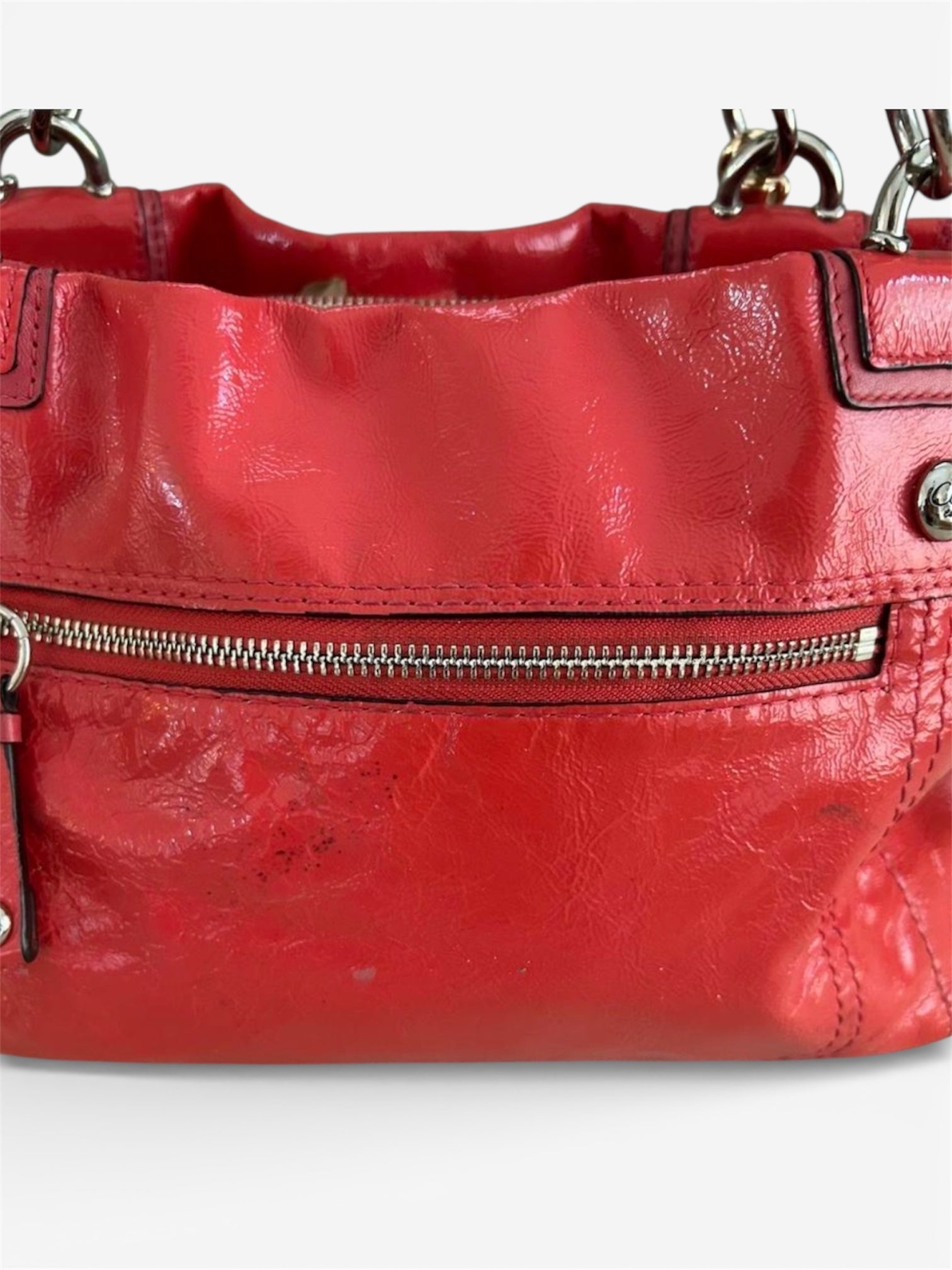 Coach Francine Patent Leather Satchel in Cherry Red