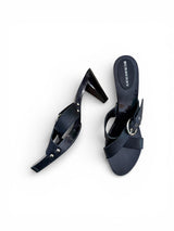 Burberry Black Leather Studded Mule Heels